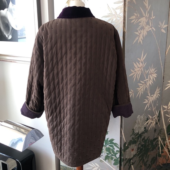 Vintage Hermés quilted Barn Jacket L chocolate and royal purple - Picture 2 of 7